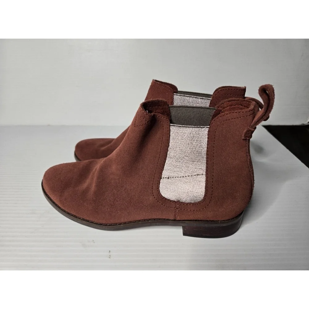 Women's‎ TOMS Ankle Boots Booties Burgundy Metallic Chelsea Size 6 W
